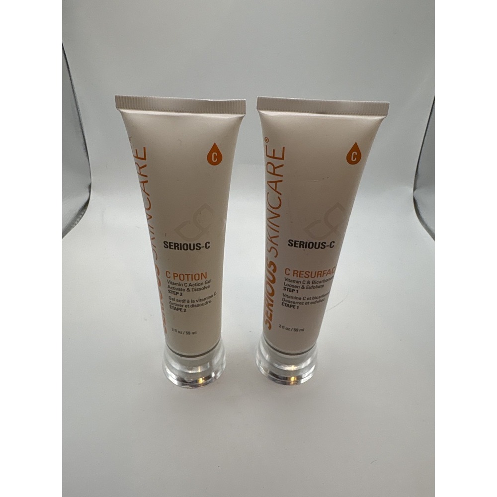 2 Serious Skincare Serious-C Step 1 C-Resurface & Step 2 C-Potion Cream 2 Oz Ea